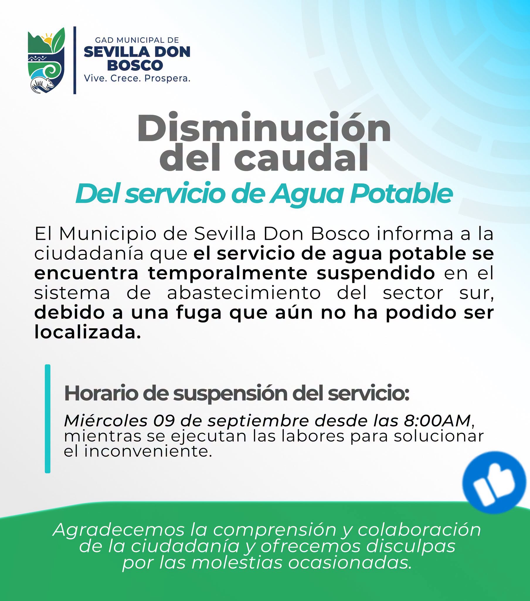 Disminución del caudal